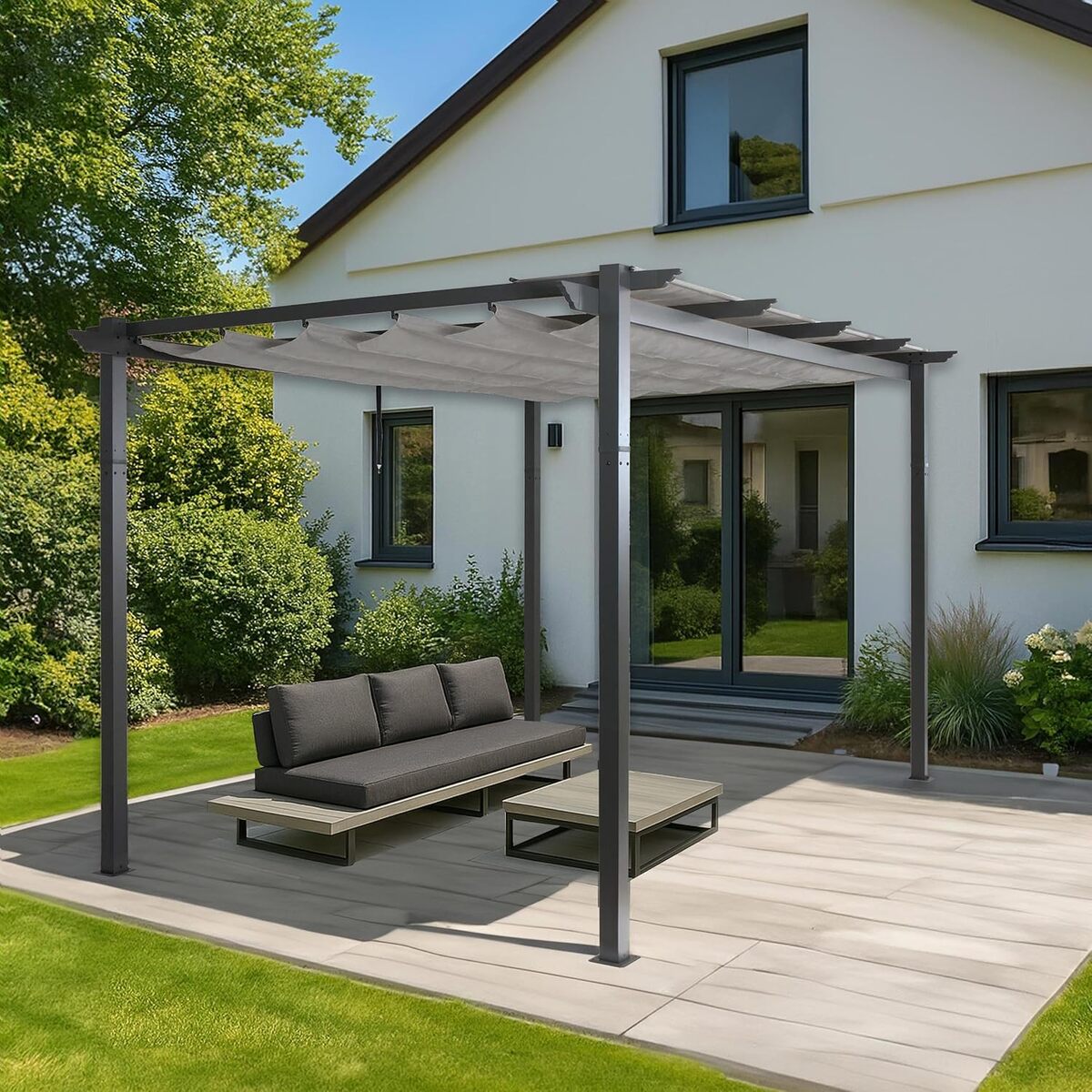 Évaluation de la pergola en aluminium gris UV50+ 3x4m HWC-N93