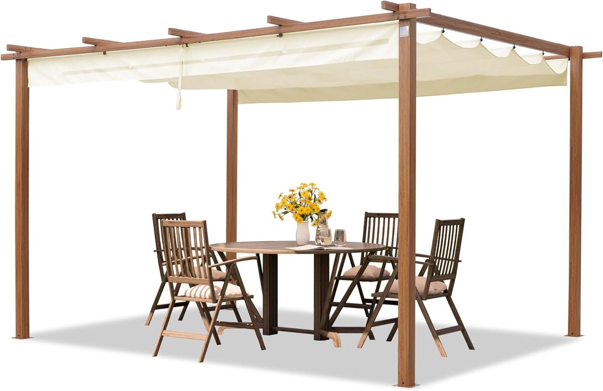 Test de la pergola PRIMEYARD 3x4 m : design bois et toit rétractable