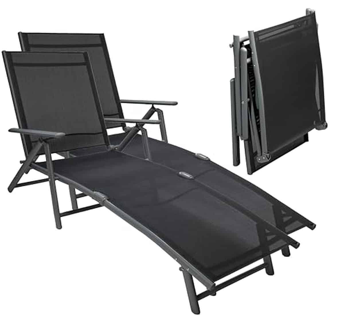 Test : chaises longues pliables Sunnypillow 150 kg en aluminium