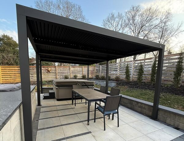 PURPLE LEAF Pergola Bioclimatique 7,39 x 3,68 m Pergola Aluminium Lames Orientables Superficie 27,19 m² Tonnelle de Jardin Exterieur Belvédères pour Patio Terrasse Exterieur, Gris