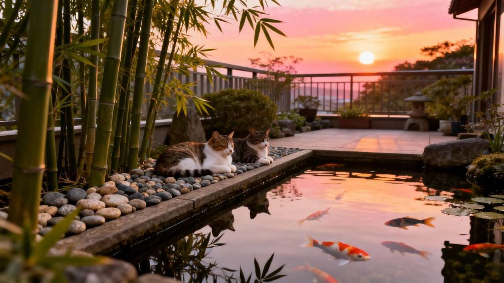 Terrasse japonaise et chats : créer un jardin zen