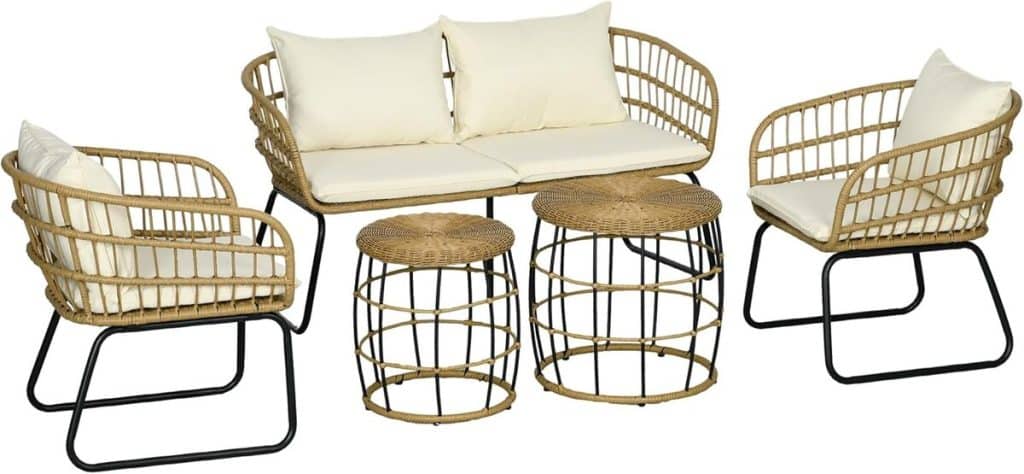 Test : ensemble salon de jardin Outsunny 4 places résine tressée