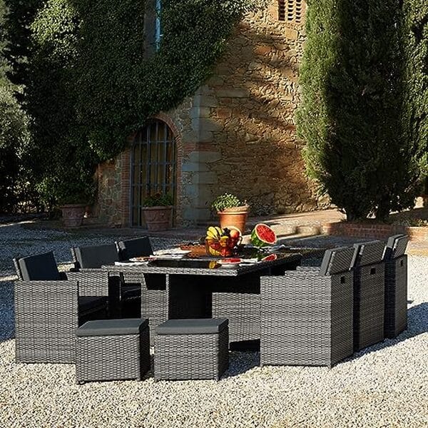 Découvrez notre test complet du salon de jardin TecTake® en résine tressée pour 10 personnes : confort, durabilité et élégance au rendez-vous pour embellir votre espace extérieur.