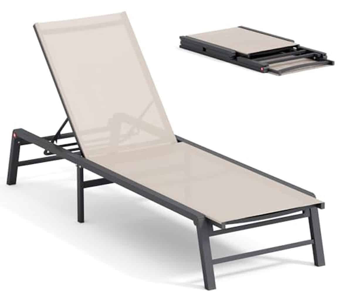 Test : chaise longue FHVIT en aluminium, 5 positions réglables