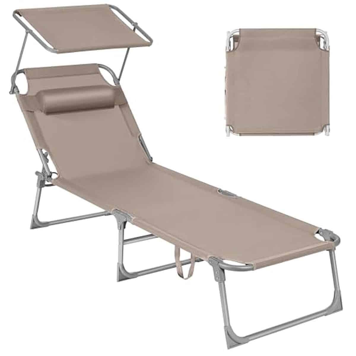 Test de la chaise longue pliable SONGMICS avec pare-soleil