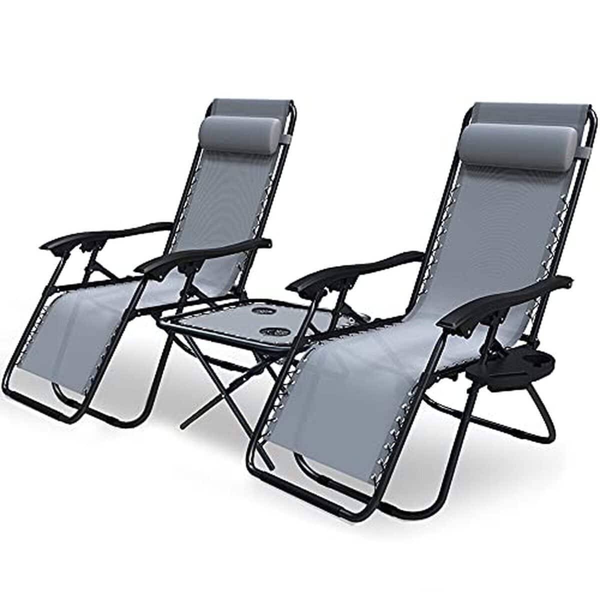 Test des chaises longues inclinables et pliables Vounot avec table intégrée