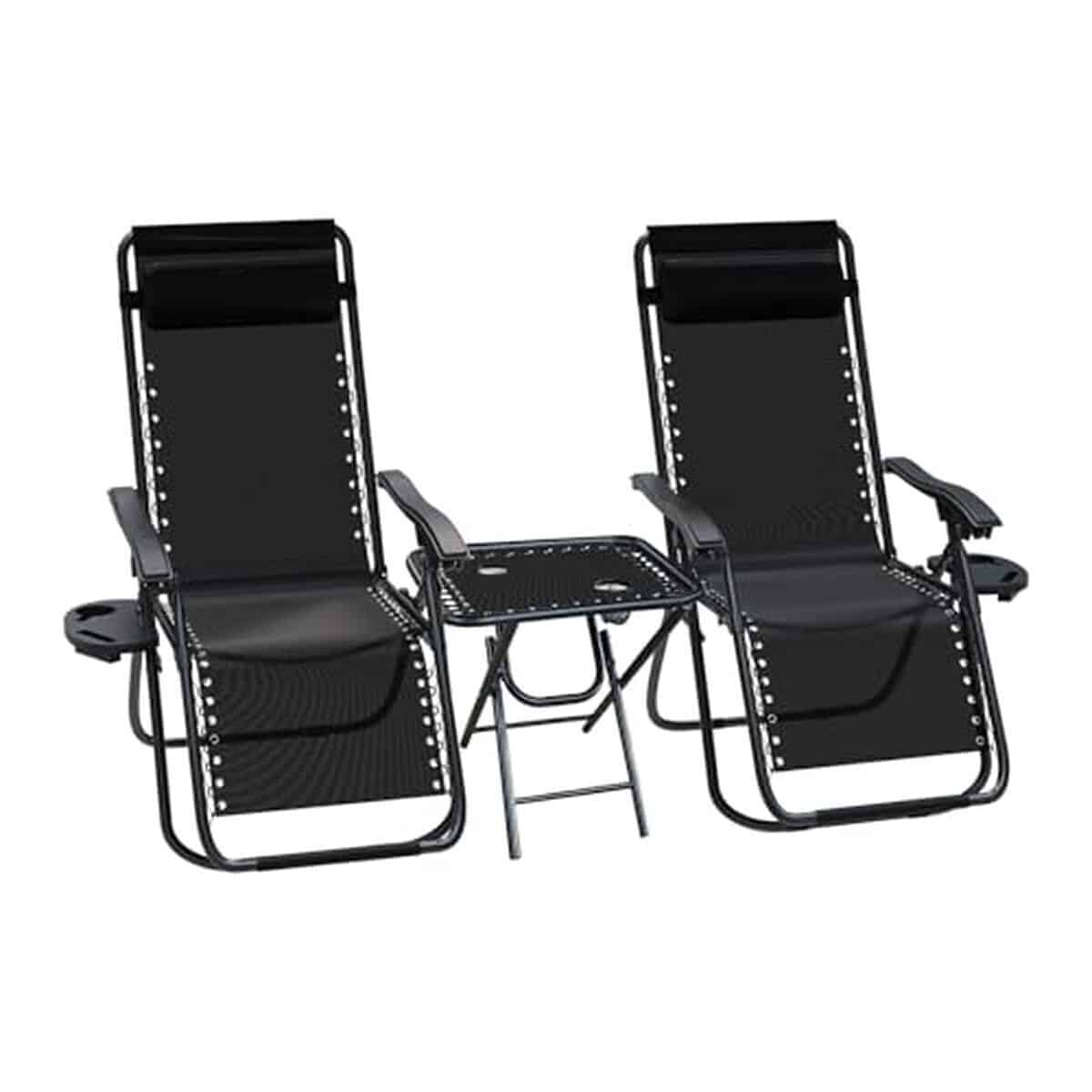 Test des chaises longues inclinables Vounot avec table et support